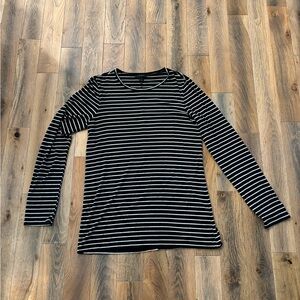 Halogen Black and White Striped Women's Top NWOT